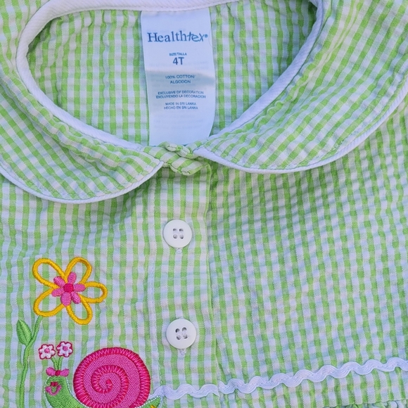 Vintage Healthtex gingham embroidered green and white dress - Picture 3 of 6